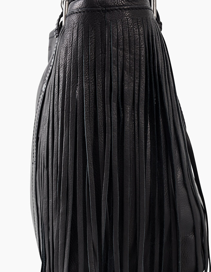Women’s The Artist black leather bag + fringes  - IKKS