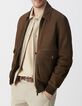 Blouson aviateur bronze en cuir Homme-3