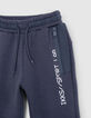 Boy's grey bi-material jogging suit with zipped pockets-2