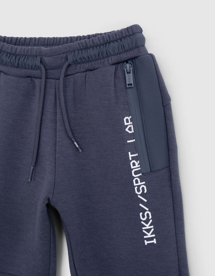 Boy's grey bi-material jogging suit with zipped pockets-2