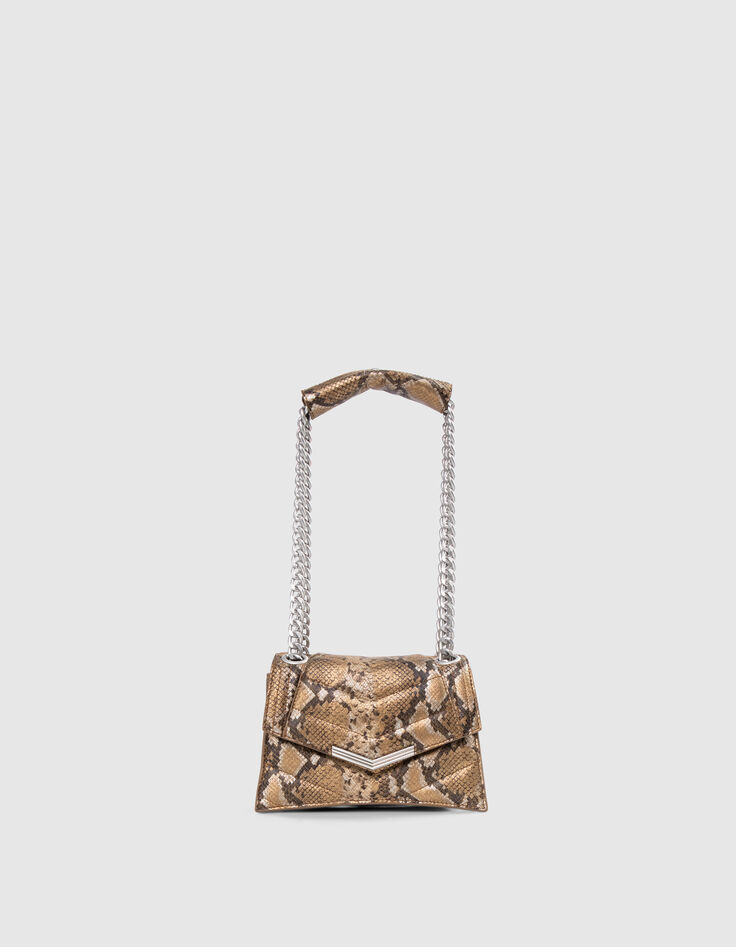 Damen-Tasche THE 1. SEASONALS Gold Leder gesteppt Python S-2