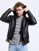 Blouson en cuir noir à capuche Homme-2