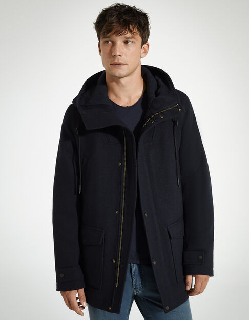 Men’s dark navy duffle coat-style coat