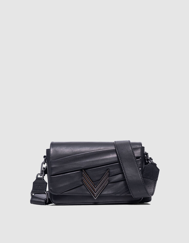 Le 111 COUTURE noir cuir drapé Femme-1