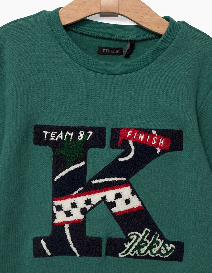 Sweat vert à patch K bouclette garçon-3 Sweat vert à patch K bouclette garçon-3