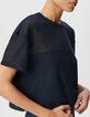 Tee-shirt marine maille résille en relief Femme-5