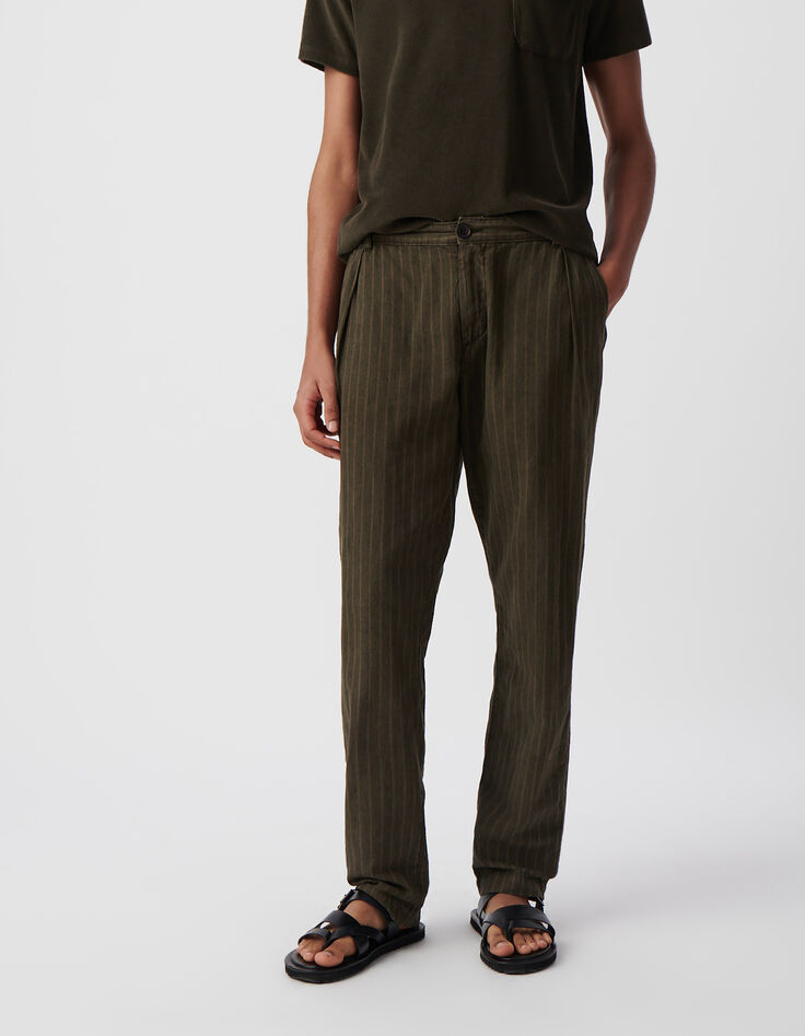 Herrenchinohose, khaki, Streifenmotiv-2