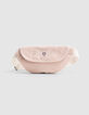 Sac banane rose velours c&ocirc;tel&eacute; brod&eacute; recycl&eacute; fille-2
