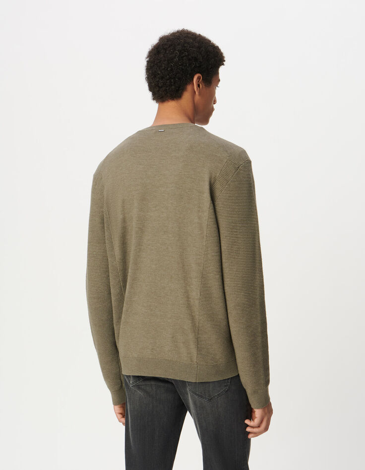 Jersey beige punto SEAWOOL&reg; relieve lateral mangas hombre-3