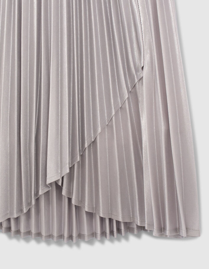 Girls’ silver asymmetric pleated skirt - IKKS