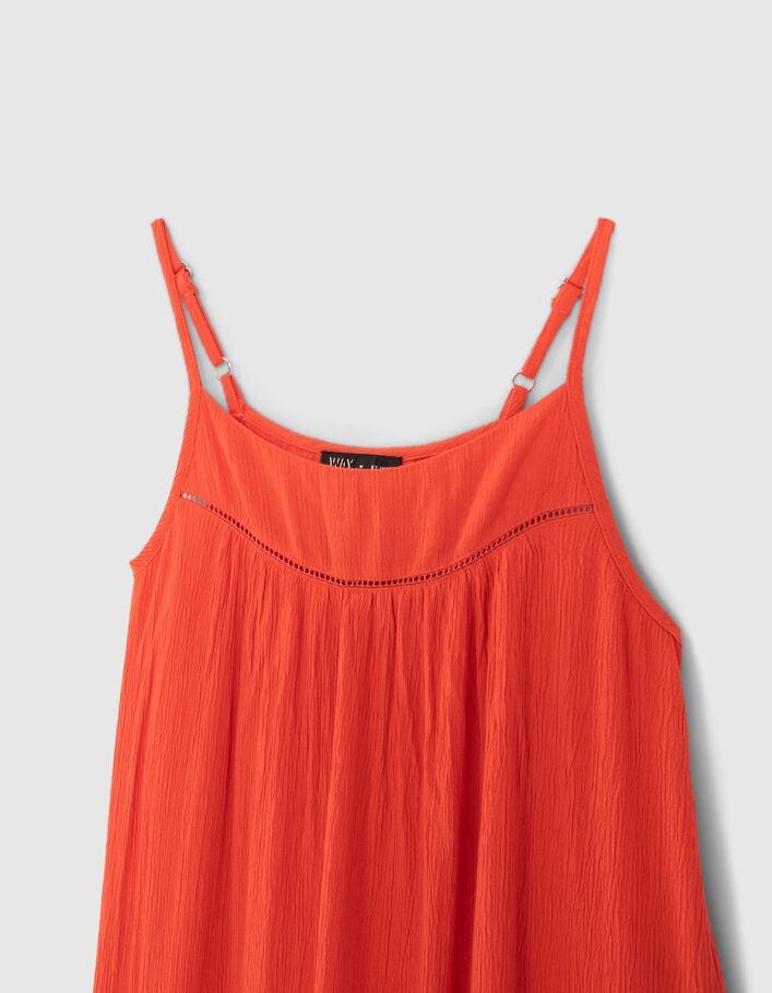 Girls’ red LENZING™ ECOVERO™ dress with spaghetti straps - IKKS