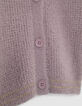 Fliederfarbene Mädchenstrickjacke mit Fantasiestrickmuster-5