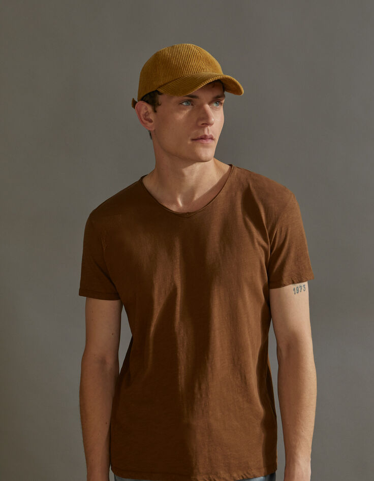 Camiseta L'Essentiel tabaco cuello V Hombre-1