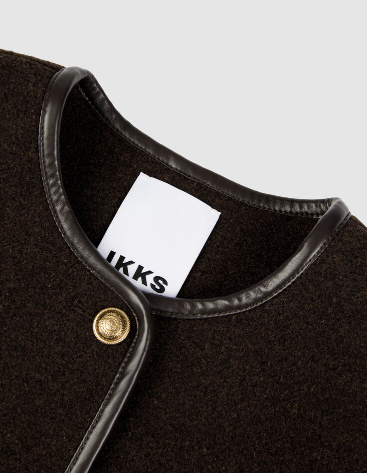 Veste marron lainage boutons militaires Femme-8