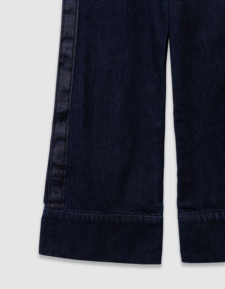 Jean large bleu larges bandes côtés fille-4