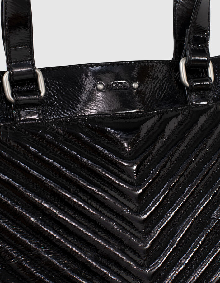 Damencabastasche aus schwarzem Leder LE 1440 GLOSSY Leather Story-4