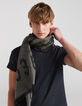 Fular caqui y negro jacquard motivo calaveras Hombre-4