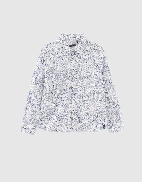 Boys’ white flowery Liberty fabric mini me shirt