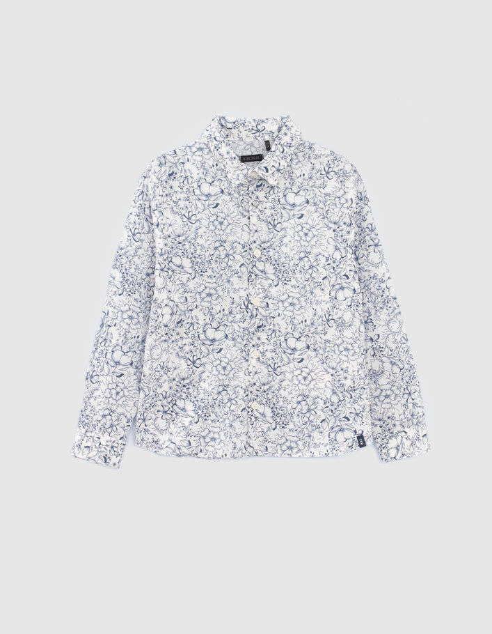 Chemise blanche tissu Liberty à fleurs mini me garçon - IKKS