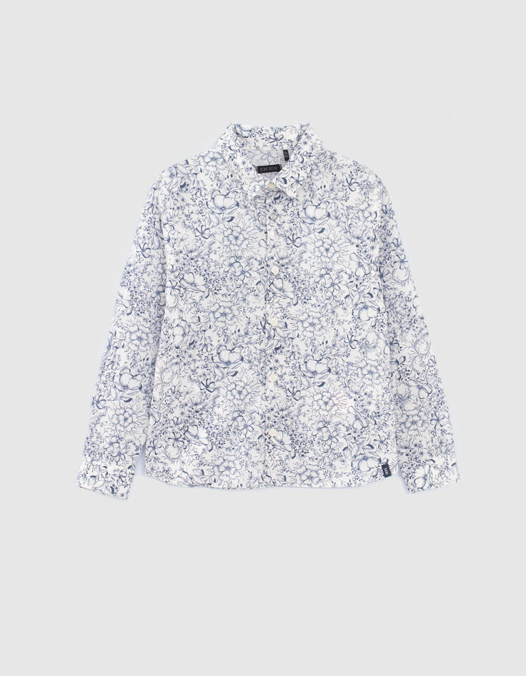 Wei&szlig;es Jungenhemd mit Liberty&reg;-Blumenprint Mini Me-1