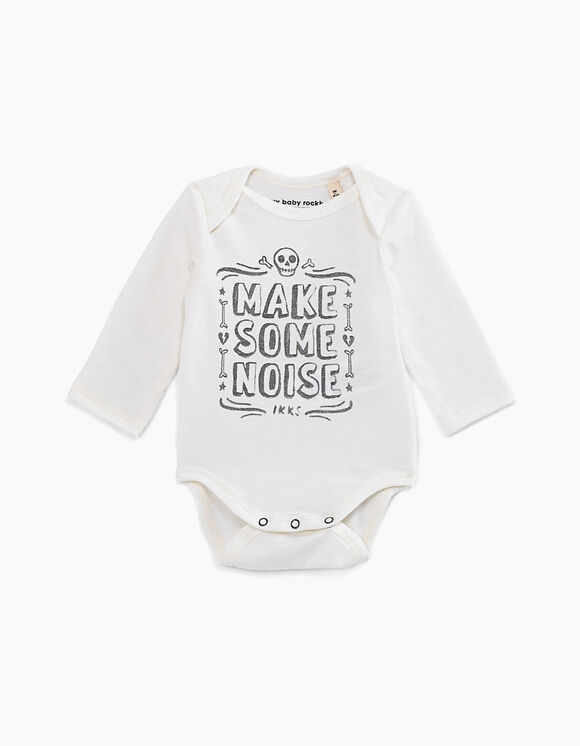 Baby’s milk slogan and skull organic cotton bodysuit
