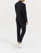 Chaqueta negra jacquard algodón lino Hombre-5