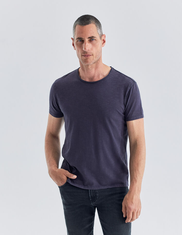 T-shirt L'Essentiel dark plum col rond Homme-1