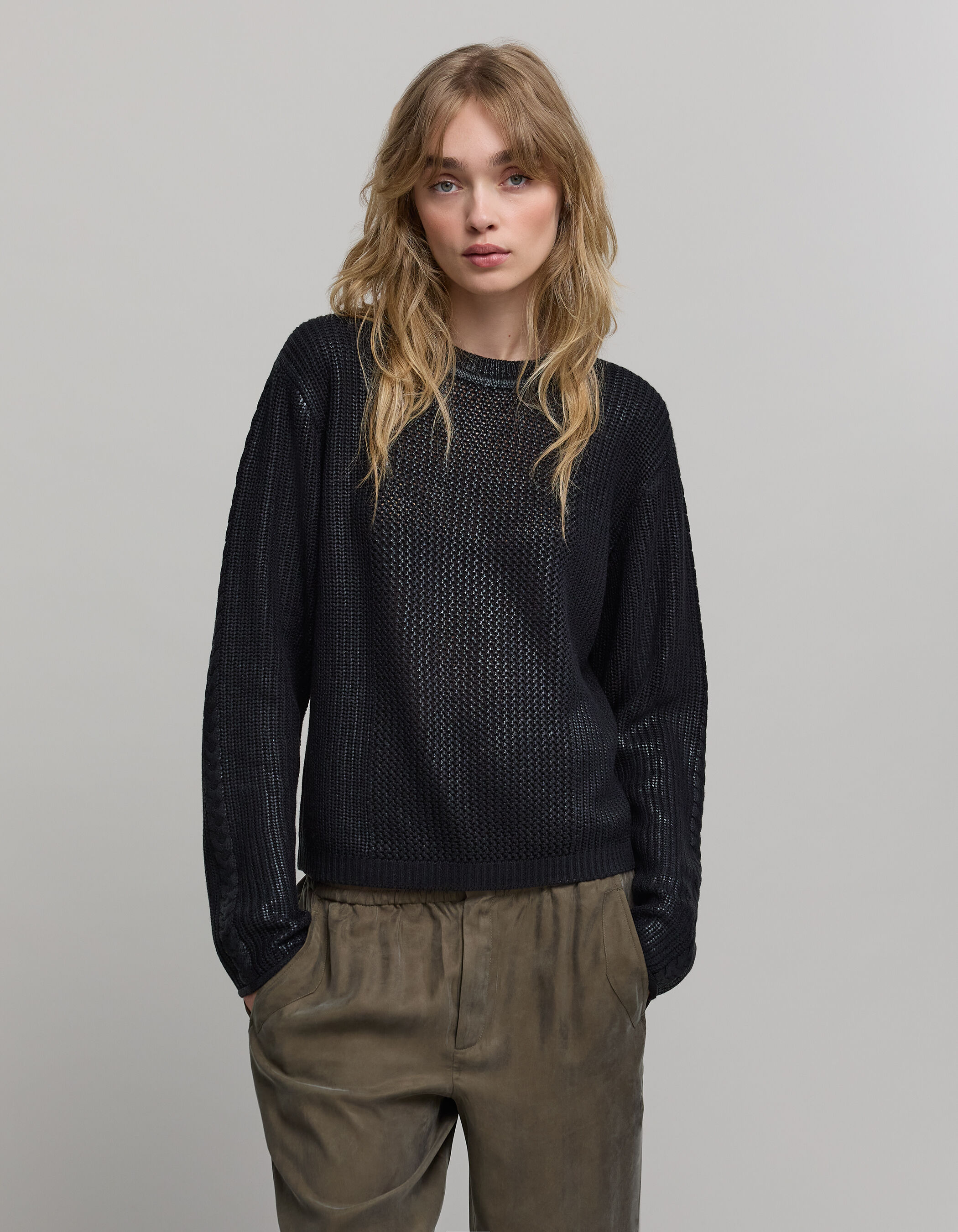【期間限定】 black Women's openwork IKKS sweater knit トップス