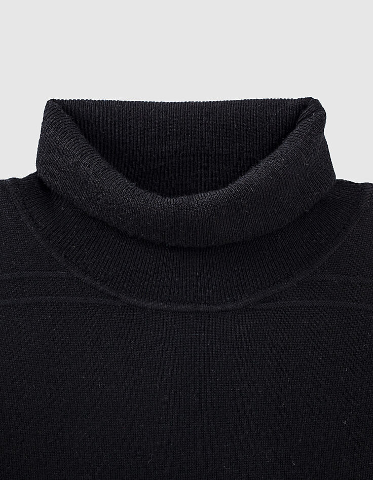 Schwarzer Herrenstrickpullover mit Rollkragen-2