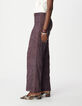 Pantalon large bordeaux motifs brod&eacute;s crochet Femme-5