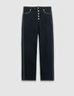Jean droit marine cropped décor clous Femme-6