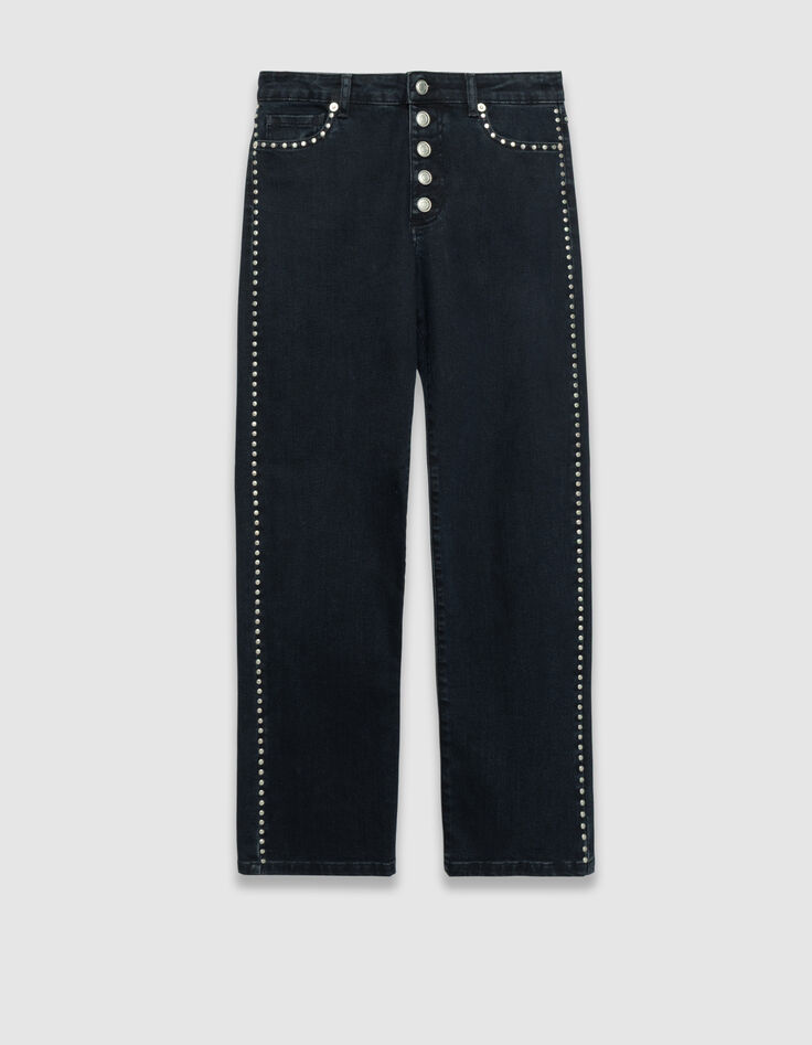 Jean droit marine cropped décor clous Femme-6