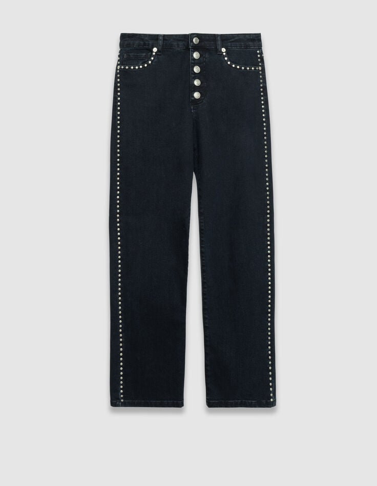Women’s navy studded cropped straight jeans-6 Women’s navy studded cropped straight jeans-6
