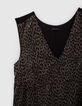 Women’s khaki and black animal print crepe long dress-2