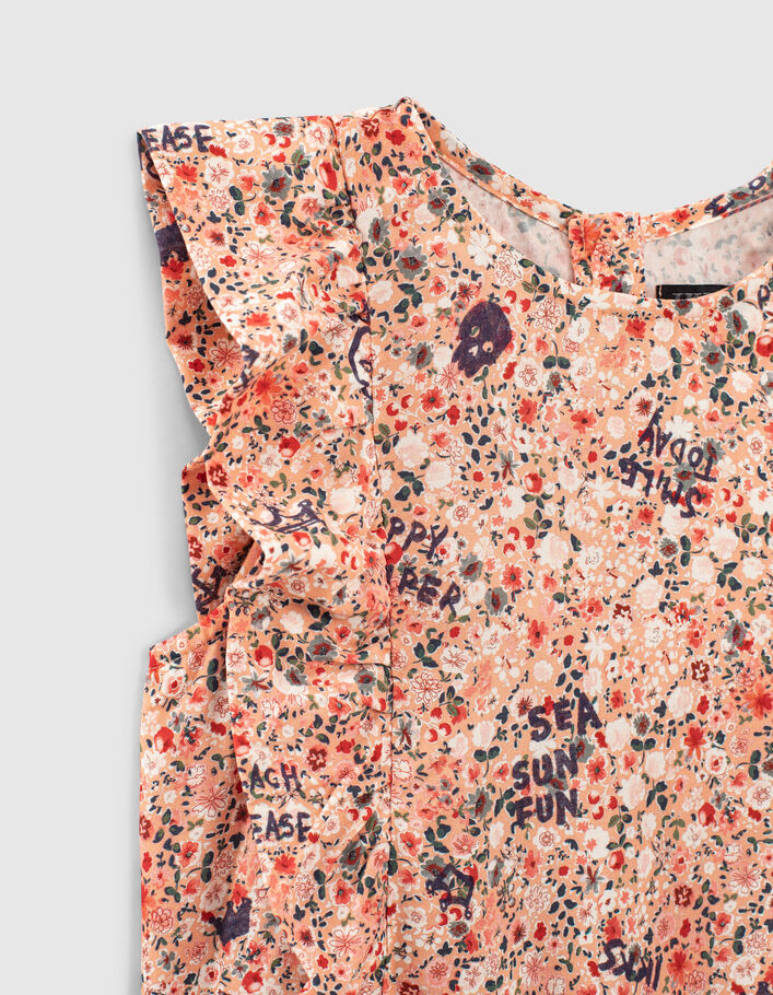 Girls’ apricot flower-print Ecovero® blouse - IKKS
