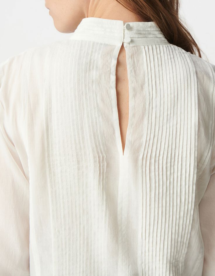 Off-white organic cotton blouse with trimmings Women-7