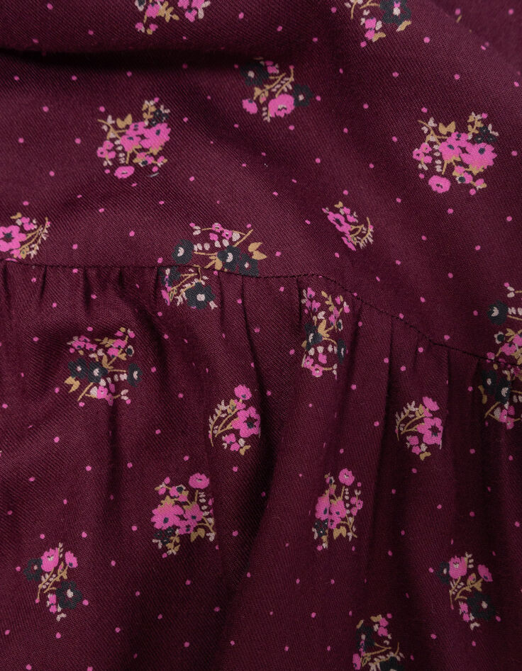 Robe manches longues bordeaux imprimé bouquets fille-6