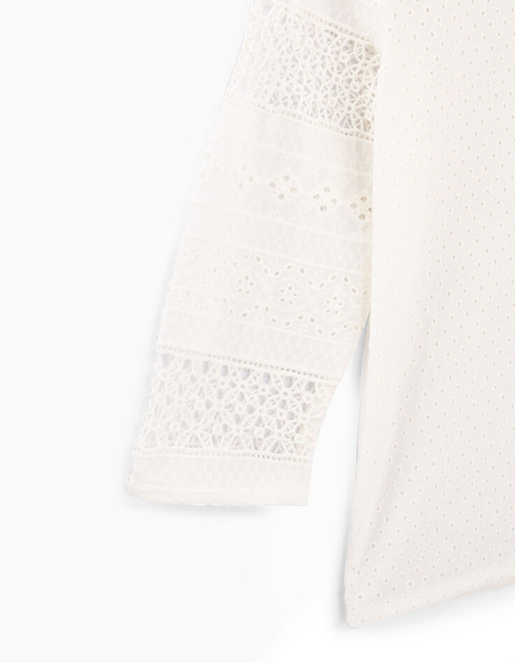 Chemise blanc cassé en broderie anglaise fille-5