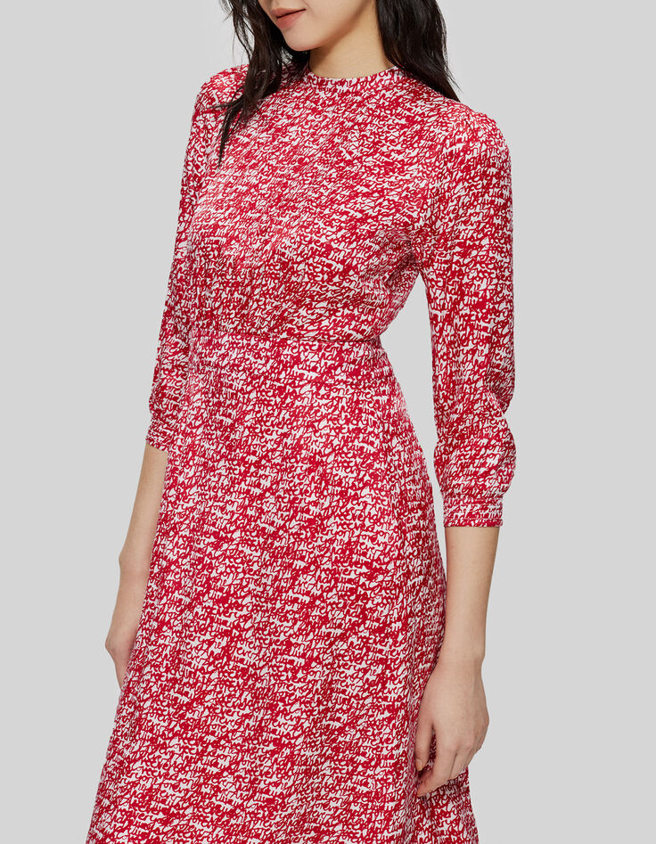 Rode midi-jurk tagprint Dames-7