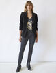 Schwarzer Damenveloursblazer mit Pattentaschen-6
