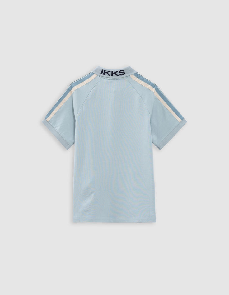 Polo verde agua algodón rayas hombros niño-3