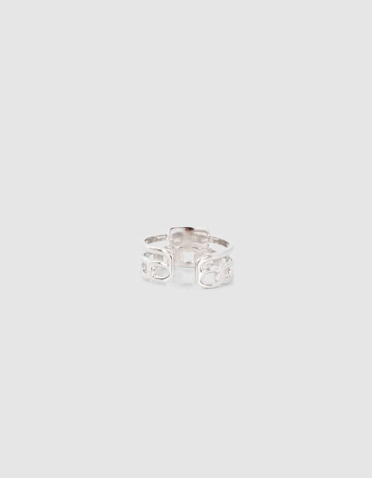 Anillo dos en uno gourmette y estrella plateado mujer-3 Anillo dos en uno gourmette y estrella plateado mujer-3
