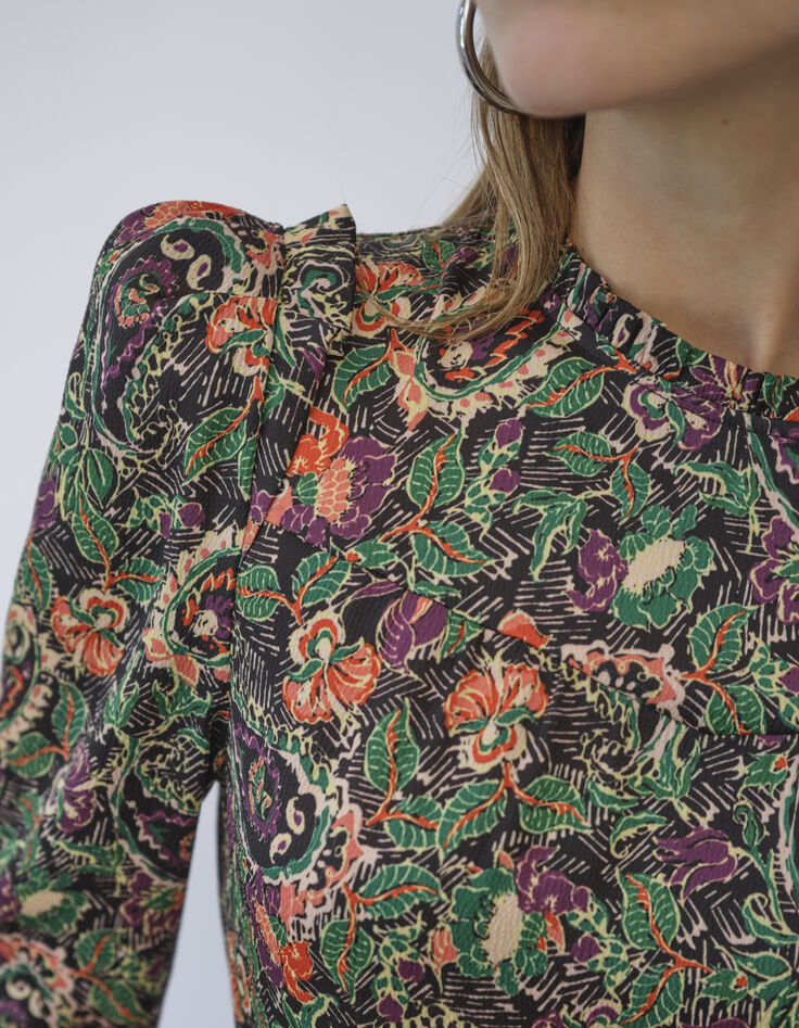 Robe midi imprimé bohème floral femme-5