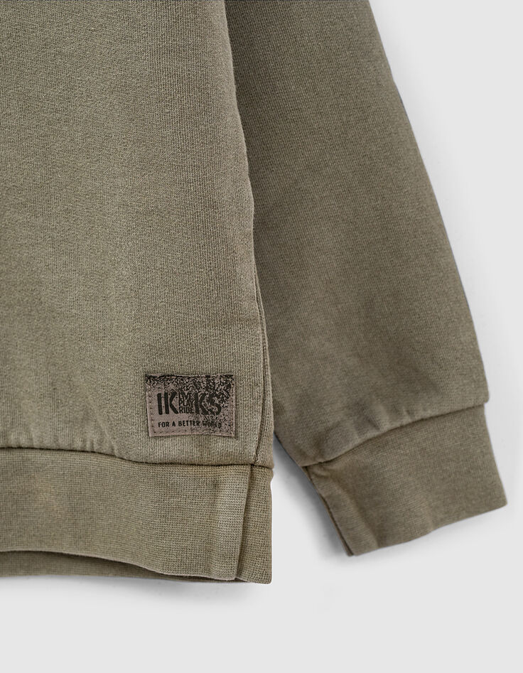Sudadera caqui con mensaje terciopelo camuflaje niño -7 Sudadera caqui con mensaje terciopelo camuflaje niño -7