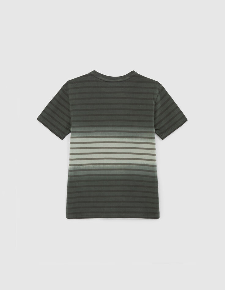 T-shirt kaki motif rayures sur effet deep dye gar&ccedil;on-3