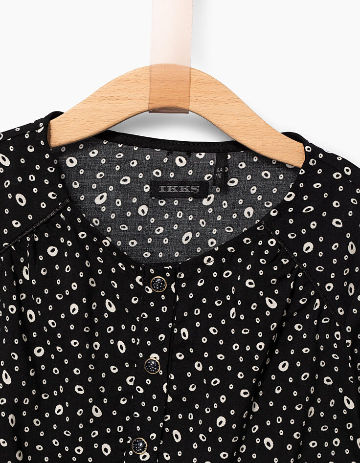 Combi short noir à imprimé pois revisité fille-3