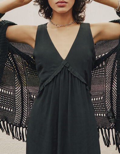 Schwarzes Damenchiffonkleid mit überkreuztem Rücken - IKKS