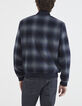 Blouson marine forme bomber à carreaux Homme-4