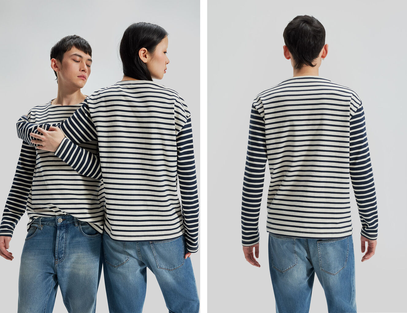Unisex organic cotton sailor-stripe Gender Free T-shirt - IKKS-3