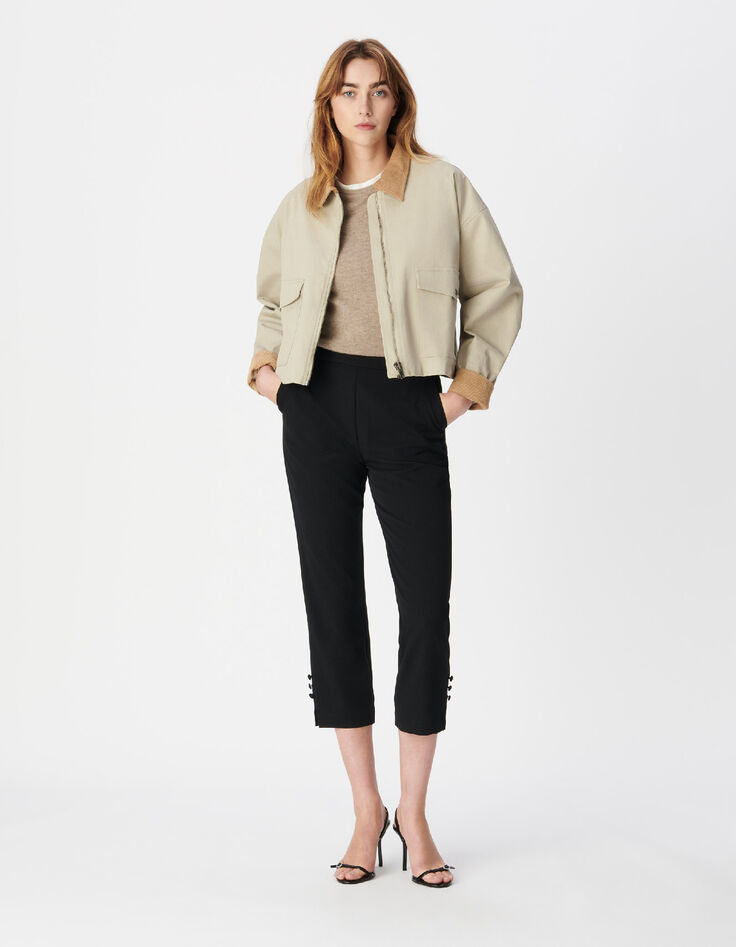 Schwarze Hosen f&uuml;r Damen in mittlerer Wadenl&auml;nge-1